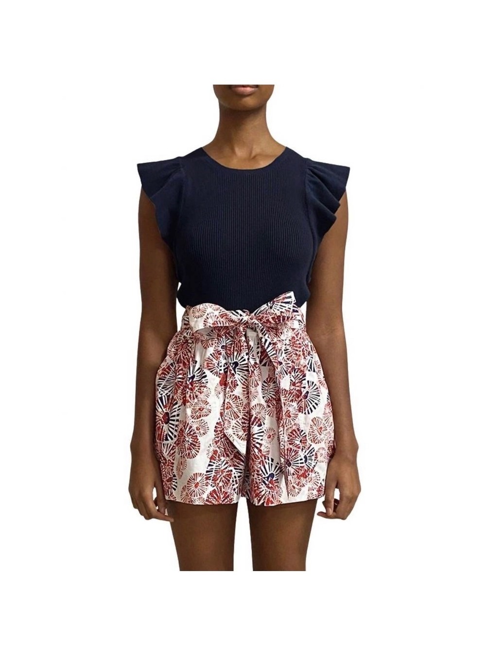 Marie Oliver Women's Printed Paperbag Waist Shorts with Tie Belt